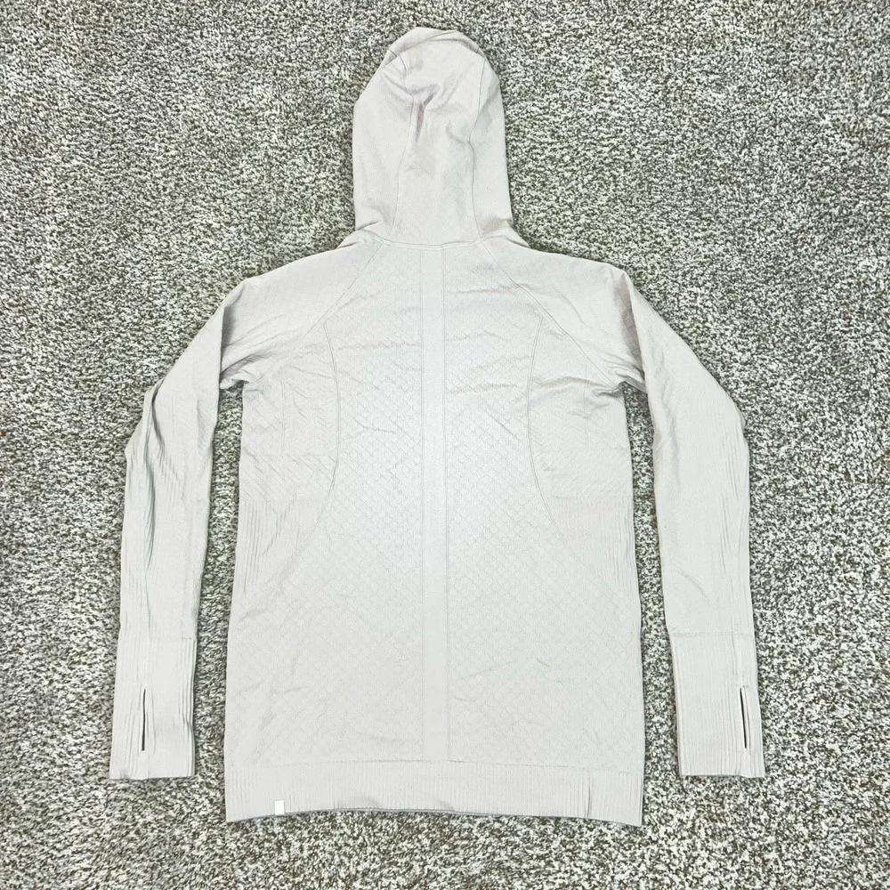 Lululemon Hoodie Womens‎ Small White Seamless Pullover Thumbholes Athletic Top
